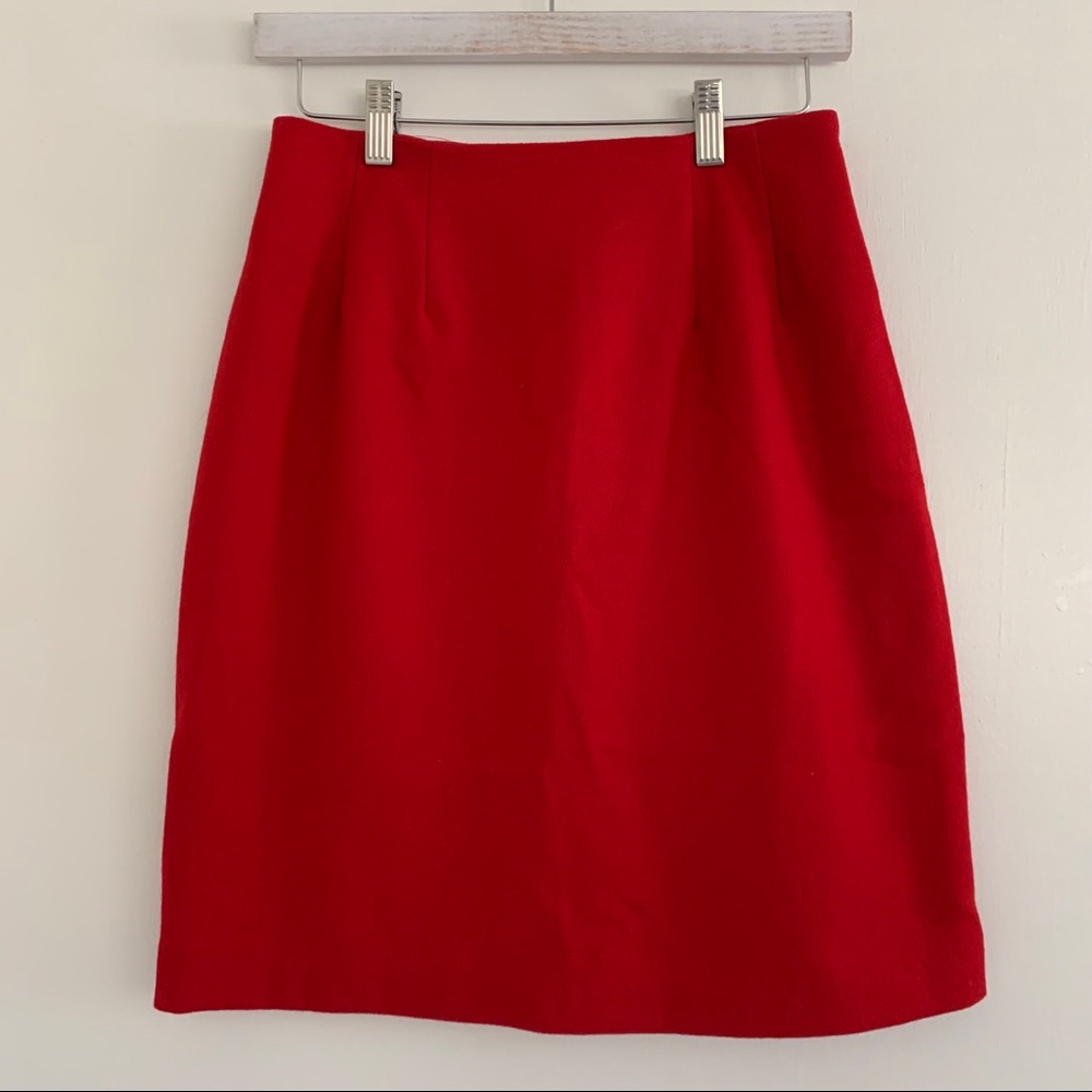Vintage Red Wool Pencil Skirt